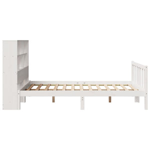 Letto Libreria senza Materasso-Struttura Letto con contenitore Bianco 120x200 cm Legno di Pino 135616