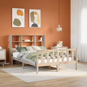 Letto Libreria senza Materasso-Struttura Letto con contenitore 150x200 cm in Legno di Pino 218273