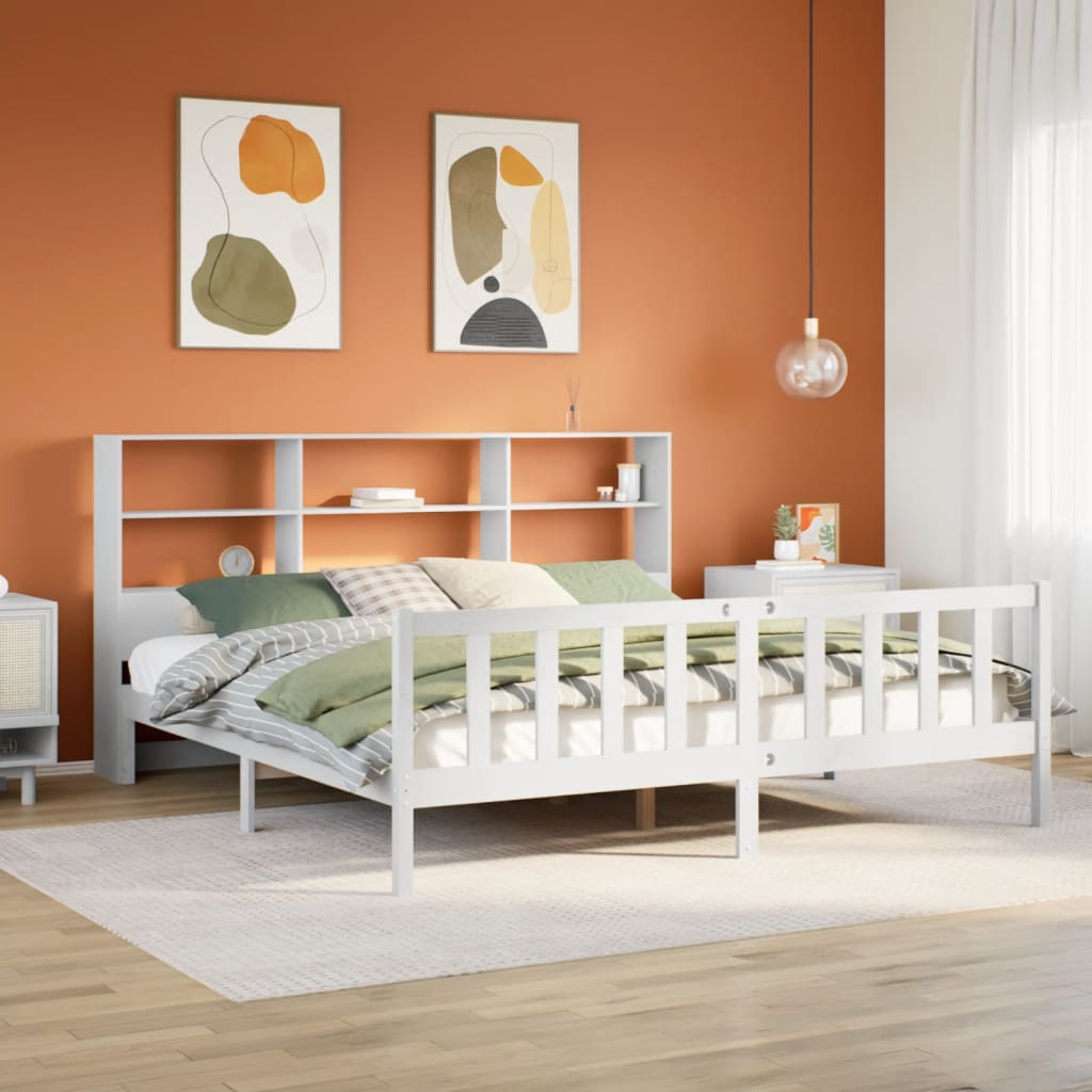 Giroletto con Libreria senza Materasso-Struttura Letto con contenitore 180x200 cm in Legno Pino 680244