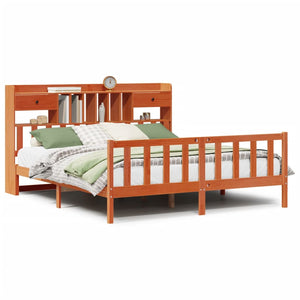 vidaXL Letto Libreria senza Materasso Marrone Cera 200x200 cm in Pino