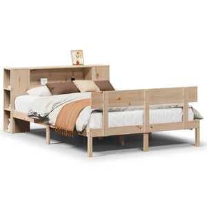 Letto Libreria senza Materasso-Struttura Letto con contenitore 140x190 cm in Legno di Pino 682953
