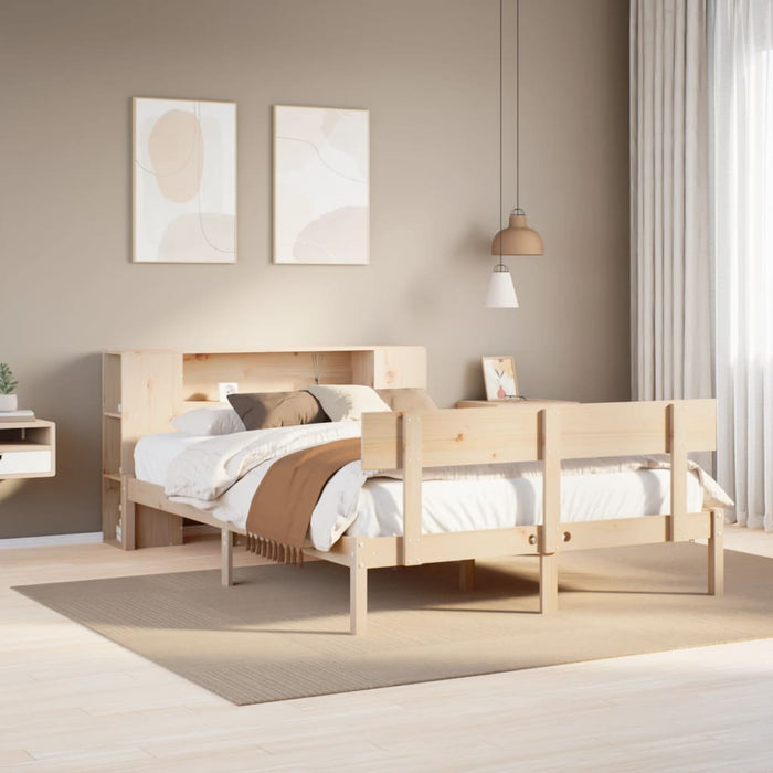 Letto Libreria senza Materasso-Struttura Letto con contenitore 120x200cm Legno Massello di Pino 369649