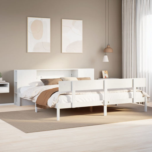 Giroletto con Libreria senza Materasso-Struttura Letto con contenitore 180x200 cm in Legno Pino 382767