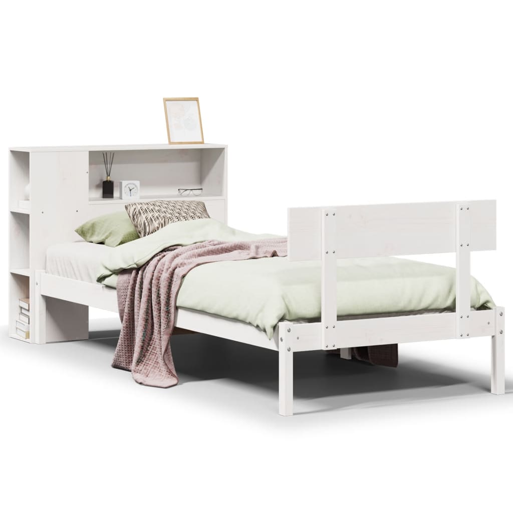 vidaXL Letto Libreria senza Materasso Bianco 100x200 cm Legno di Pino