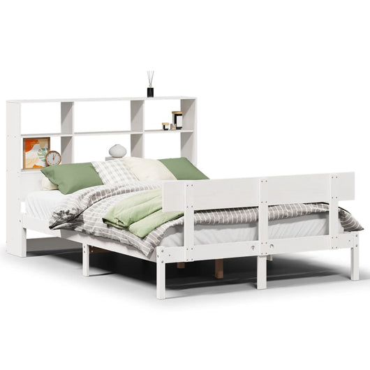 Letto Libreria senza Materasso-Struttura Letto con contenitore Bianco 120x190 cm Legno di Pino 732598