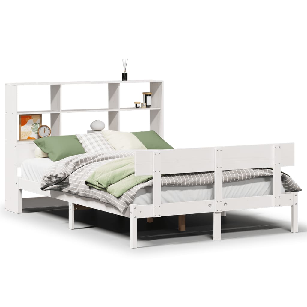 vidaXL Letto Libreria senza Materasso Bianco 140x190 cm Legno di Pino