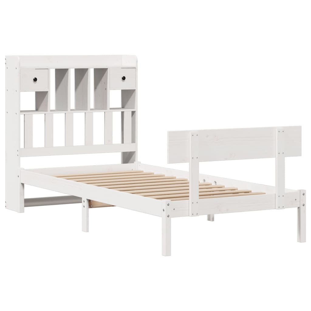 Letto con Libreria senza Materasso-Struttura Letto con contenitore 75x190 cm in Legno Pino 209845