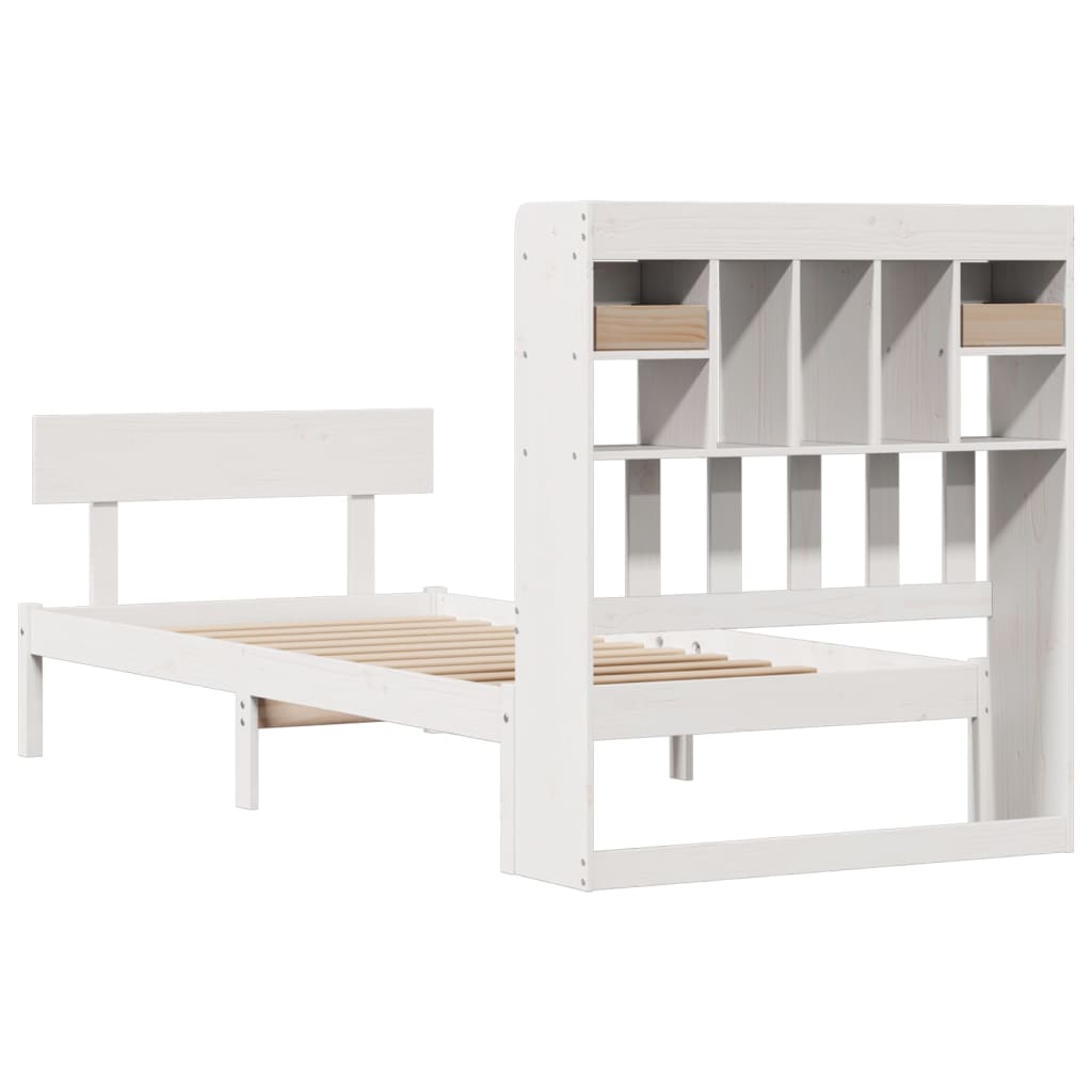 Letto con Libreria senza Materasso-Struttura Letto con contenitore 75x190 cm in Legno Pino 209845