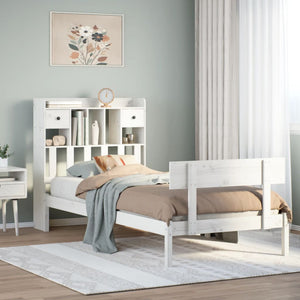 Letto con Libreria senza Materasso-Struttura Letto con contenitore 75x190 cm in Legno Pino 209845
