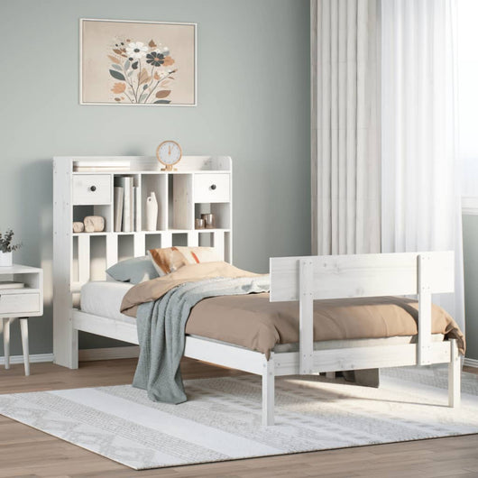 vidaXL Letto Libreria senza Materasso Bianco 90x190 cm Massello Pino