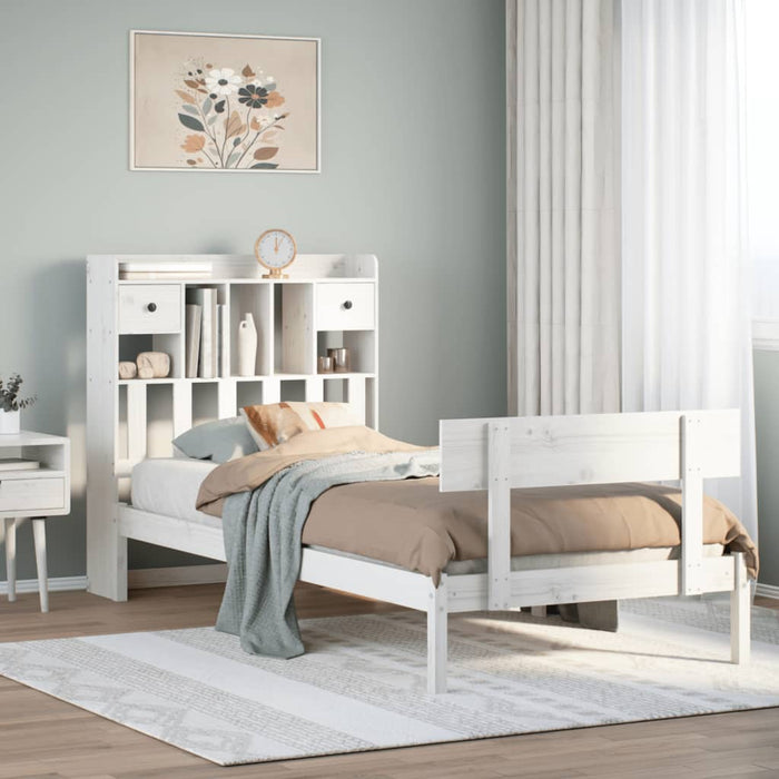 vidaXL Letto Libreria senza Materasso Bianca 90x200 cm Legno di Pino