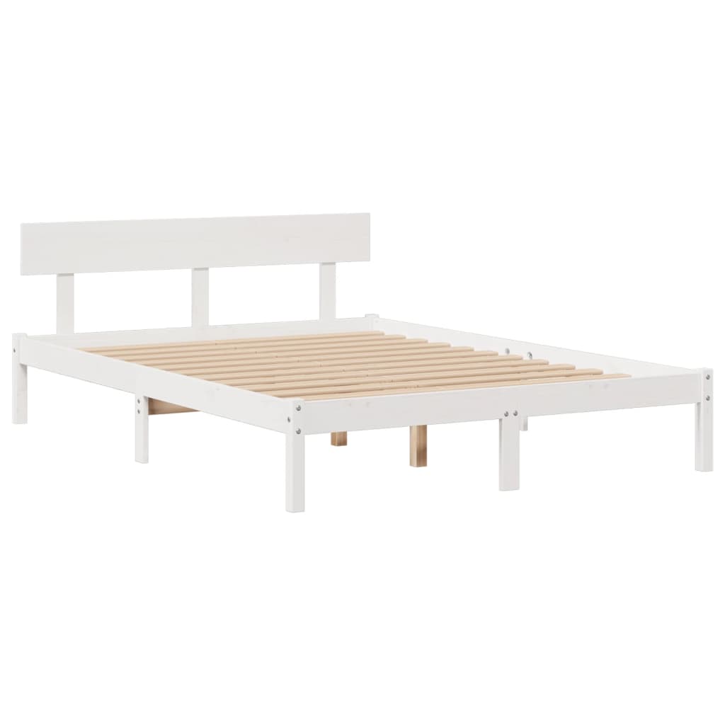 vidaXL Letto Libreria senza Materasso Bianco 140x200 cm Legno di Pino
