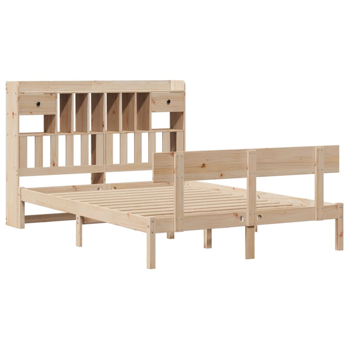 Letto Libreria senza Materasso-Struttura Letto con contenitore 160x200 cm in Legno di Pino 574292