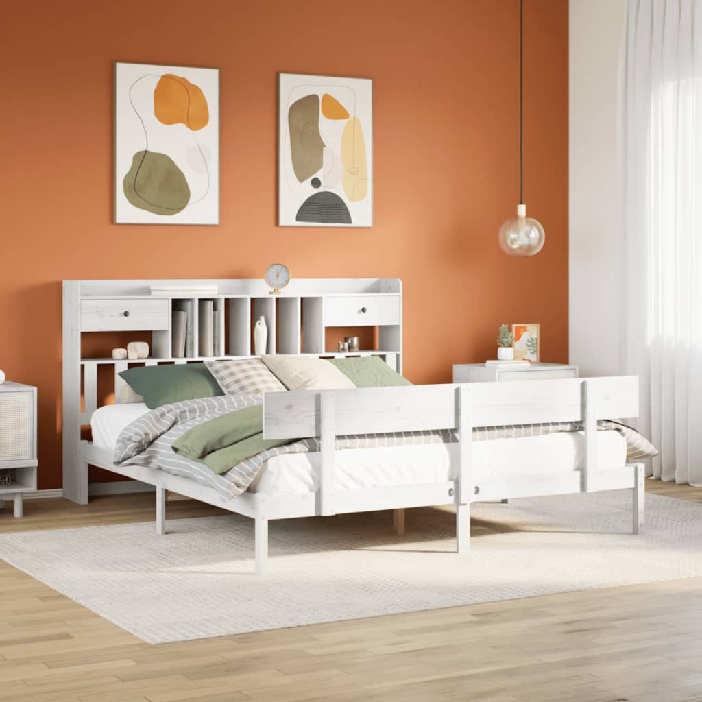 Giroletto con Libreria senza Materasso-Struttura Letto con contenitore 180x200 cm in Legno Pino 722706