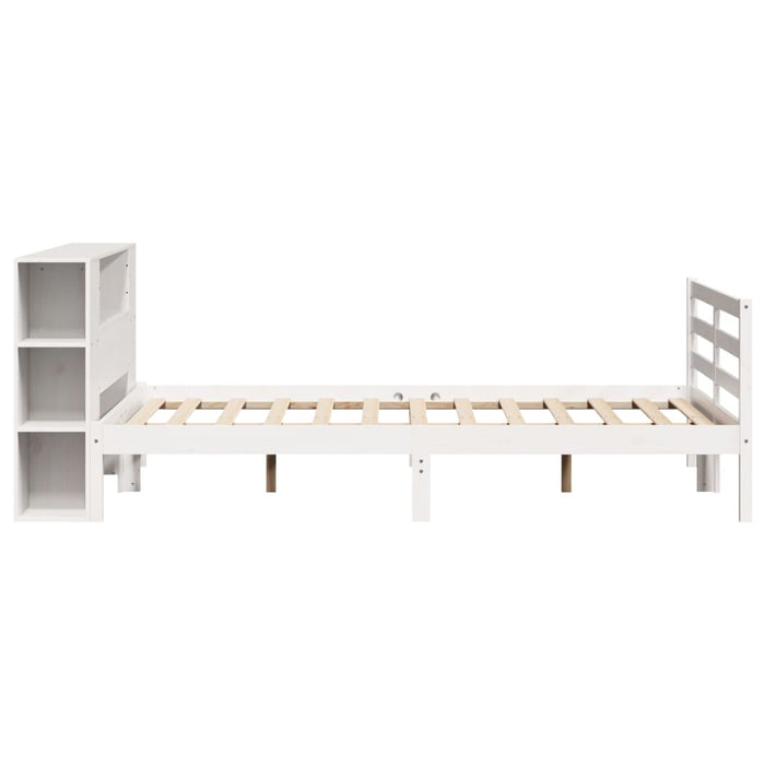 Letto Libreria senza Materasso-Struttura Letto con contenitore Bianco 120x190 cm Legno di Pino 682293