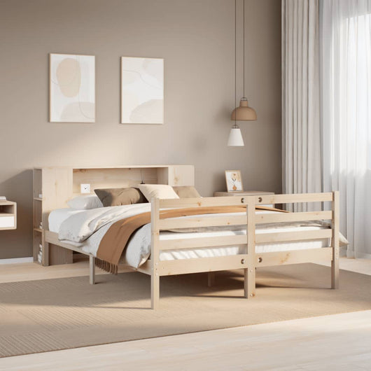 Letto Libreria senza Materasso-Struttura Letto con contenitore 140x190 cm in Legno di Pino 324383