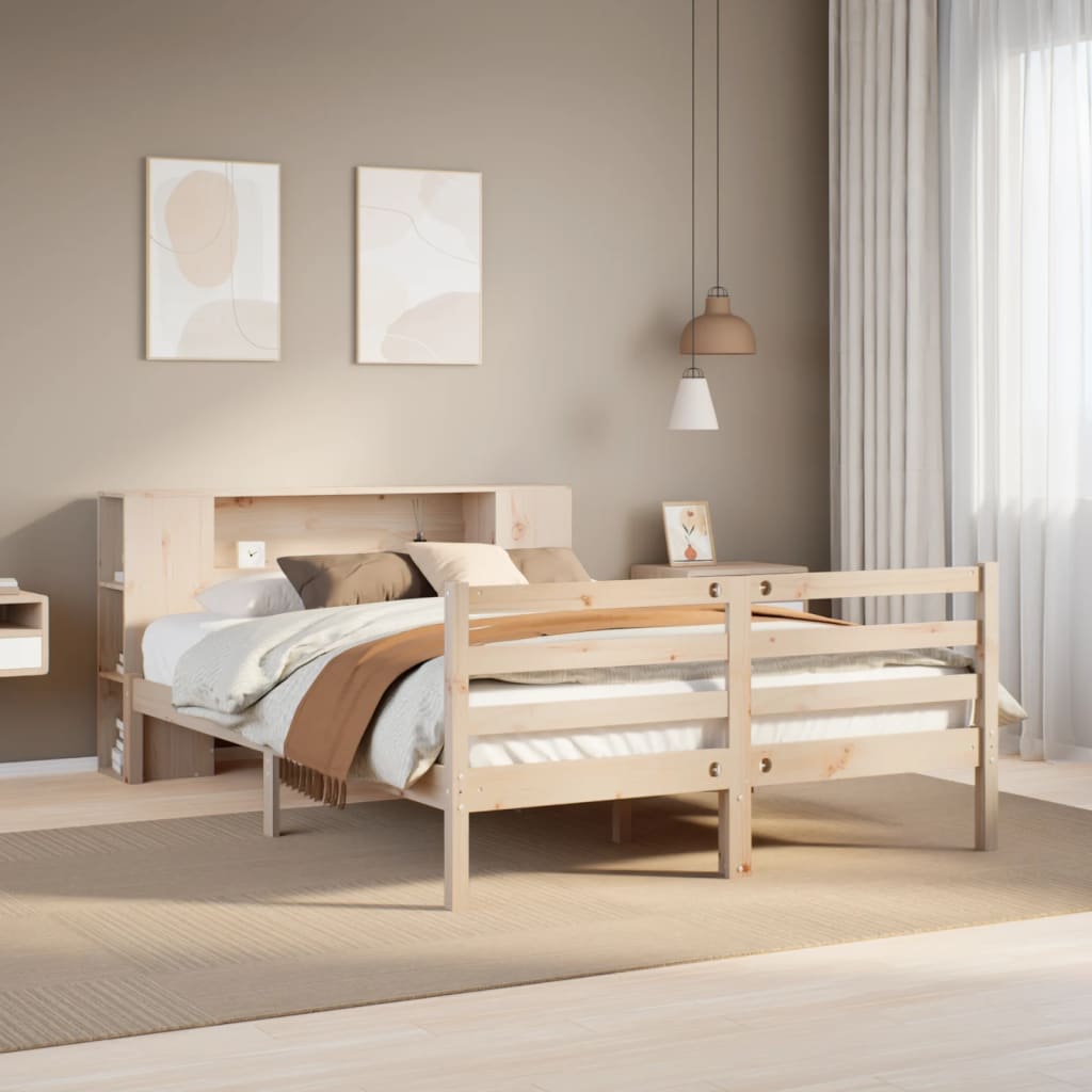 Letto Libreria senza Materasso-Struttura Letto con contenitore 120x200cm Legno Massello di Pino 808417
