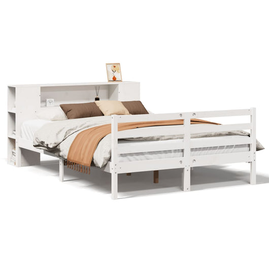 vidaXL Letto Libreria senza Materasso Bianco 150x200 cm Legno di Pino