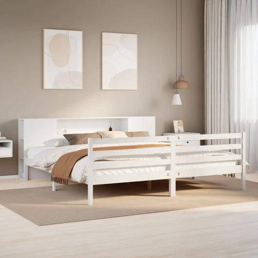 Giroletto con Libreria senza Materasso-Struttura Letto con contenitore 180x200 cm in Legno Pino 183189