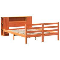 vidaXL Letto Libreria senza Materasso Marrone Cera 120x190 cm in Pino