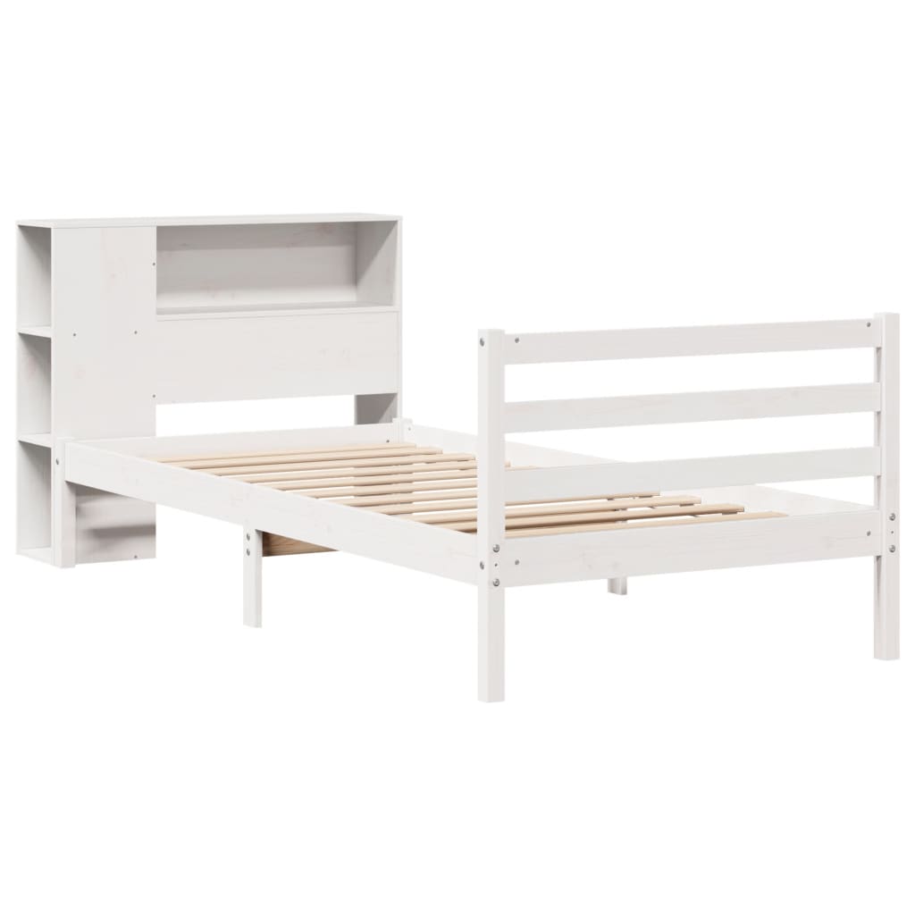 Letto con Libreria senza Materasso-Struttura Letto con contenitore 75x190 cm in Legno Pino 607947