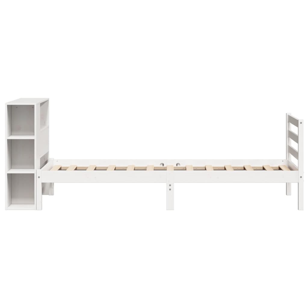 Letto con Libreria senza Materasso-Struttura Letto con contenitore 75x190 cm in Legno Pino 607947