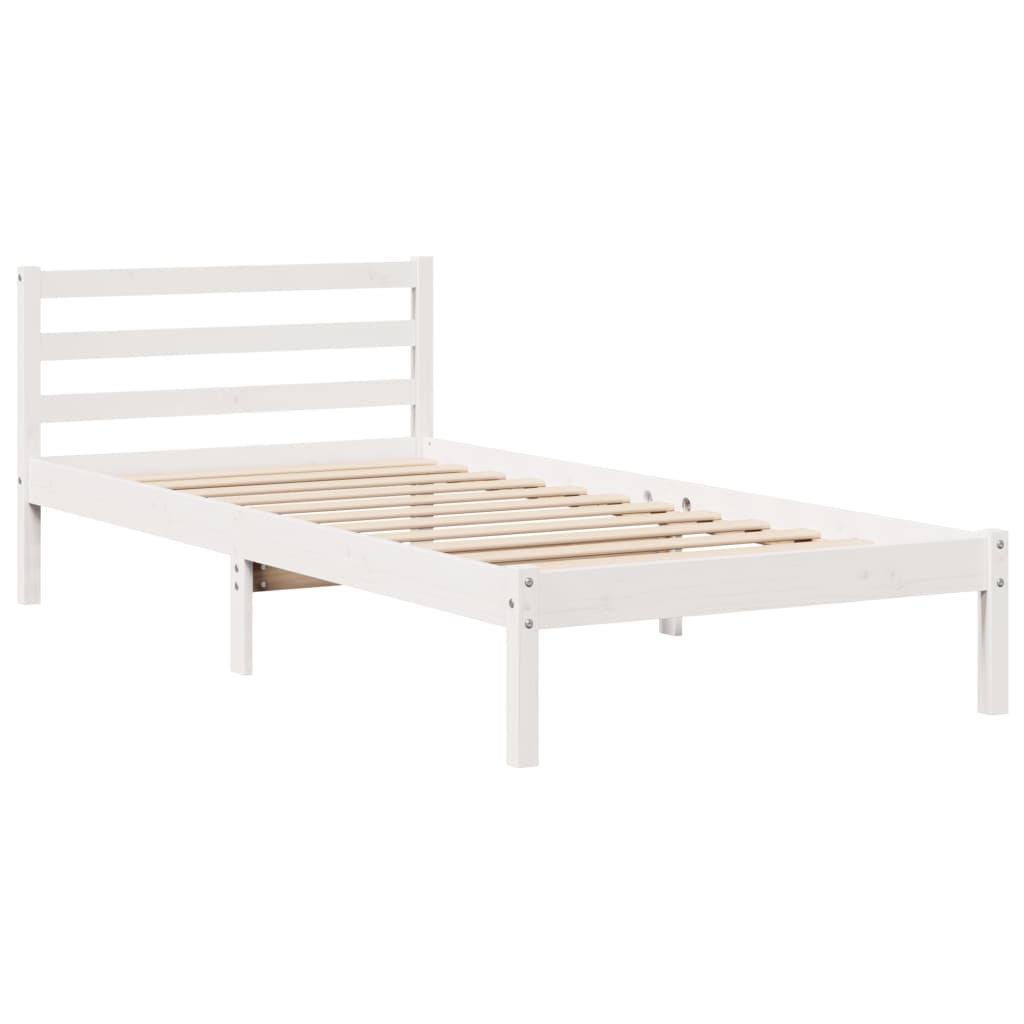 Letto con Libreria senza Materasso-Struttura Letto con contenitore 75x190 cm in Legno Pino 607947