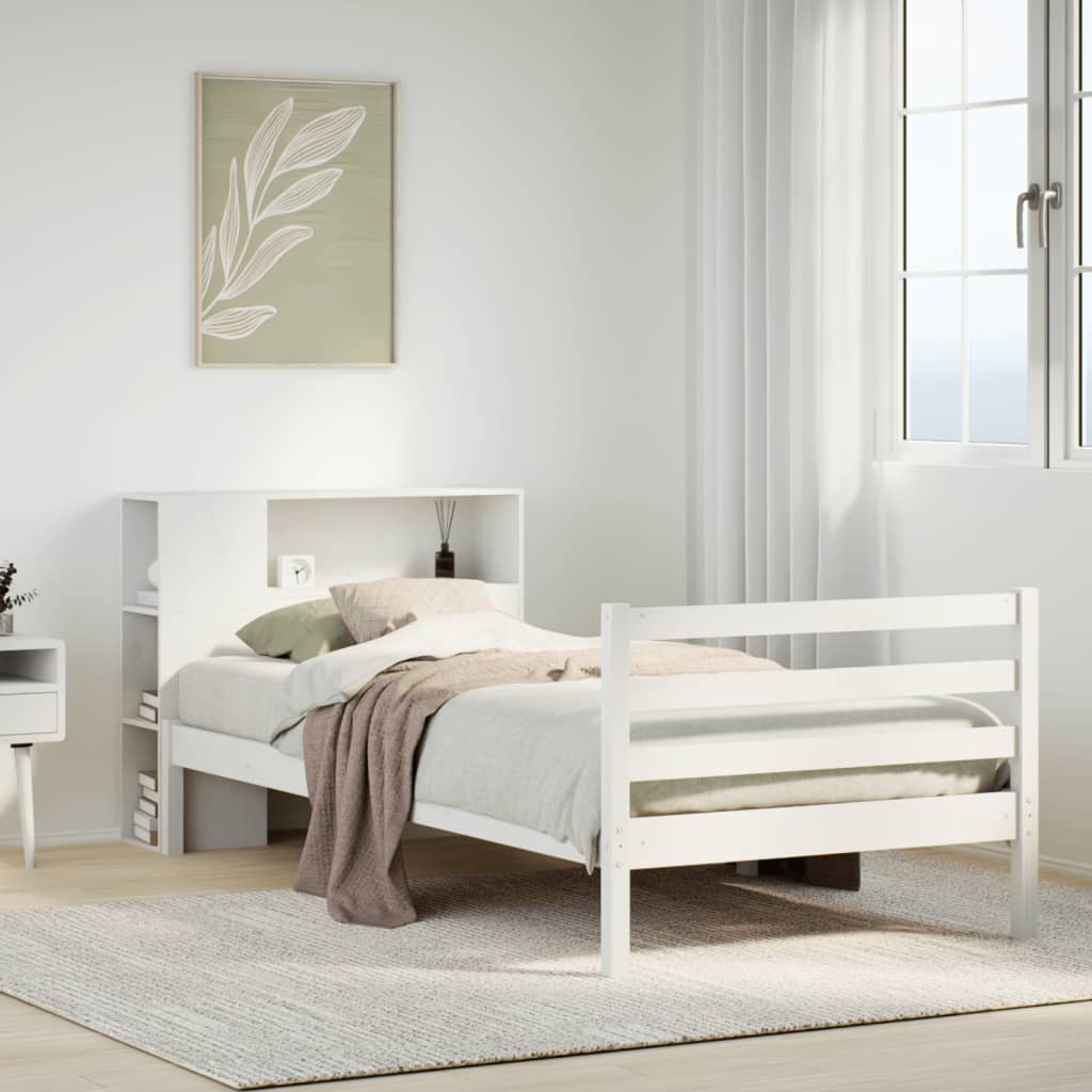 Letto con Libreria senza Materasso-Struttura Letto con contenitore 75x190 cm in Legno Pino 607947