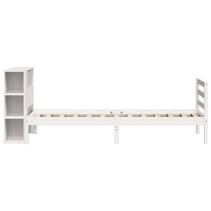 Letto Libreria senza Materasso-Struttura Letto con contenitore Bianca 90x200 cm Legno di Pino 427931