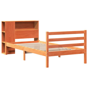 vidaXL Letto Libreria senza Materasso Marrone Cera 100x200 cm Legno
