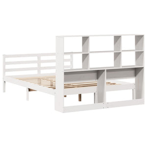 Letto Libreria senza Materasso-Struttura Letto con contenitore Bianco 160x200 cm Legno di Pino 135981