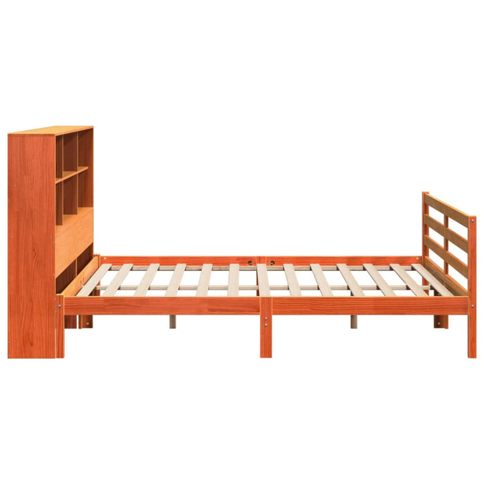 Letto Libreria senza Materasso-Struttura Letto con contenitore Marrone Cera 200x200 cm Legno