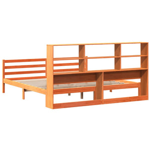 Letto Libreria senza Materasso-Struttura Letto con contenitore Marrone Cera 200x200 cm Legno