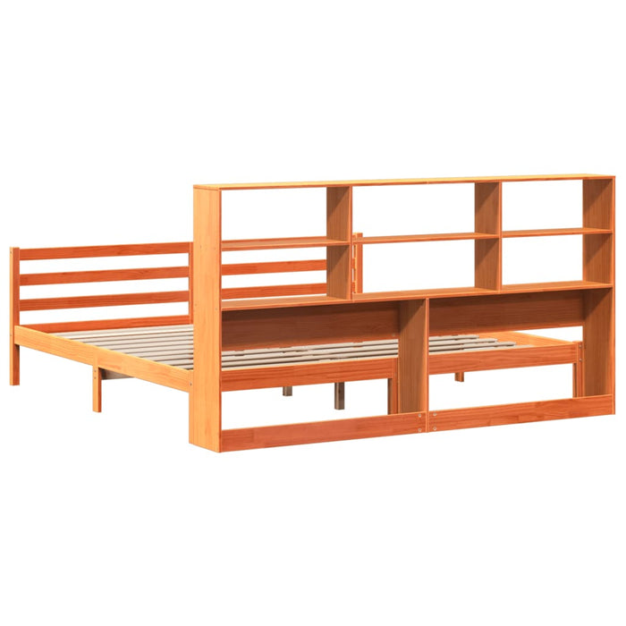 Letto Libreria senza Materasso-Struttura Letto con contenitore Marrone Cera 200x200 cm Legno