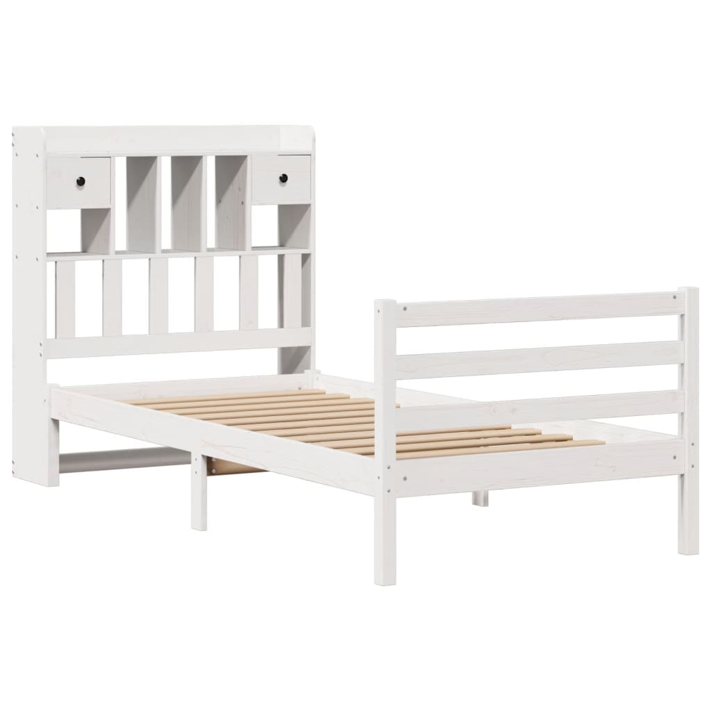 Letto con Libreria senza Materasso-Struttura Letto con contenitore 75x190 cm in Legno Pino 606970