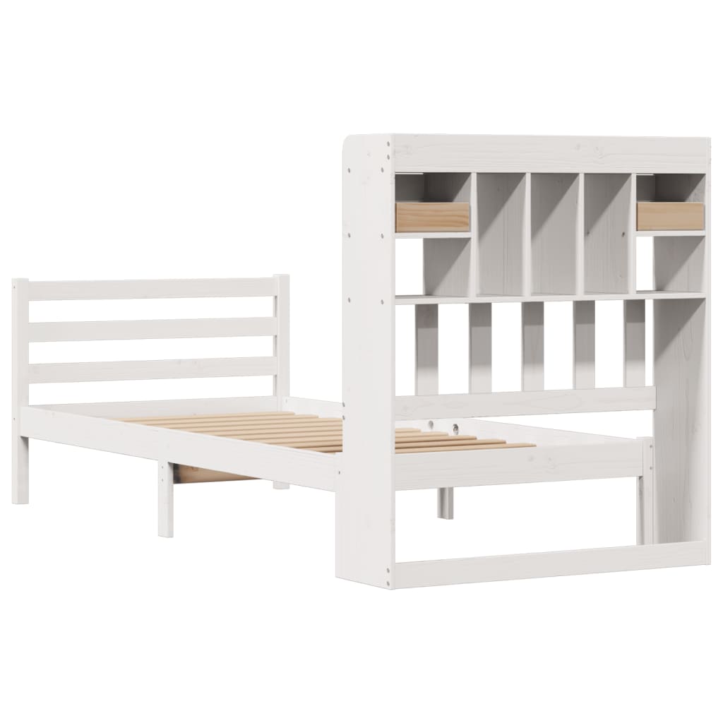 vidaXL Letto Libreria senza Materasso Bianco 90x190 cm Massello Pino