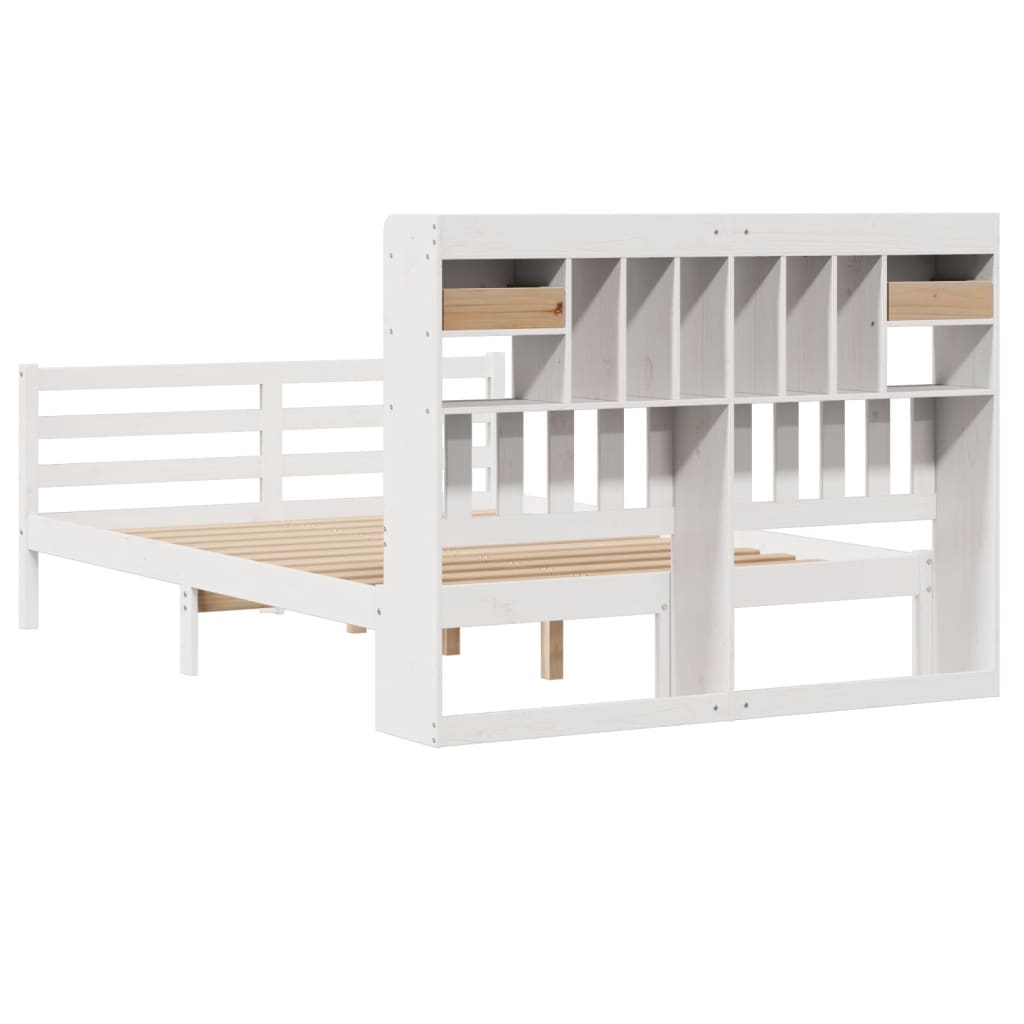 Letto Libreria senza Materasso Bianco 160x200 cm Legno di Pino 3321943