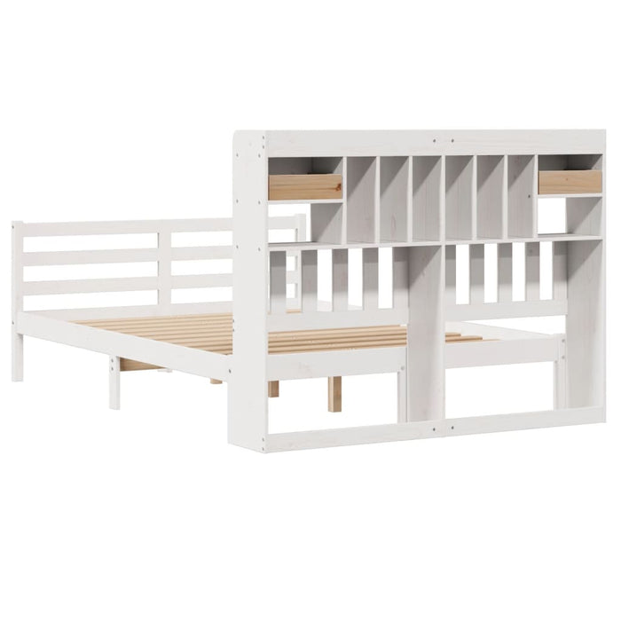 Letto Libreria senza Materasso Bianco 160x200 cm Legno di Pino 3321943