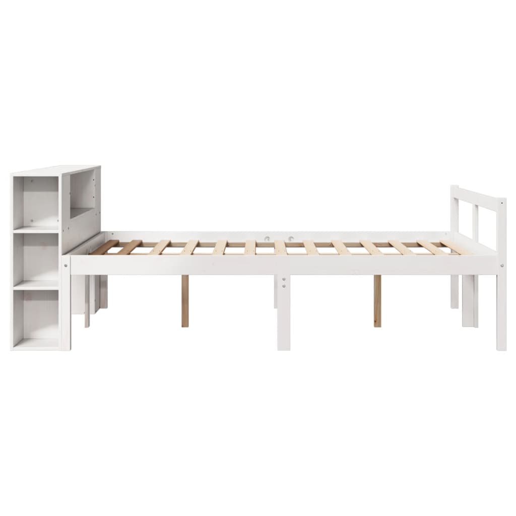 Letto Libreria senza Materasso-Struttura Letto con contenitore Bianco 120x190 cm Legno di Pino 581045