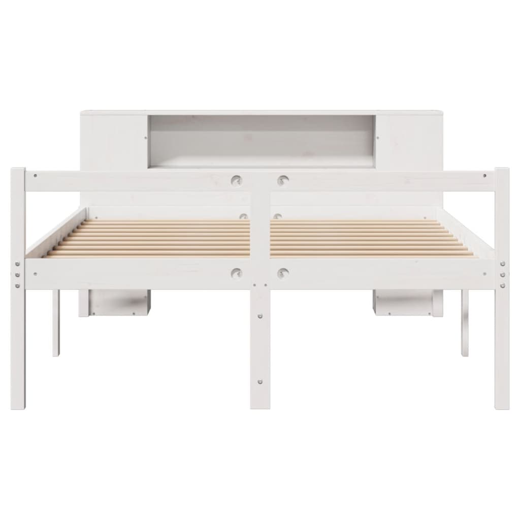 Letto Libreria senza Materasso Bianco 140x190 cm Legno di Pino 3321966