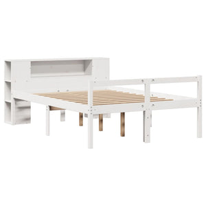 Letto Libreria senza Materasso Bianco 160x200 cm Legno di Pino 3321974