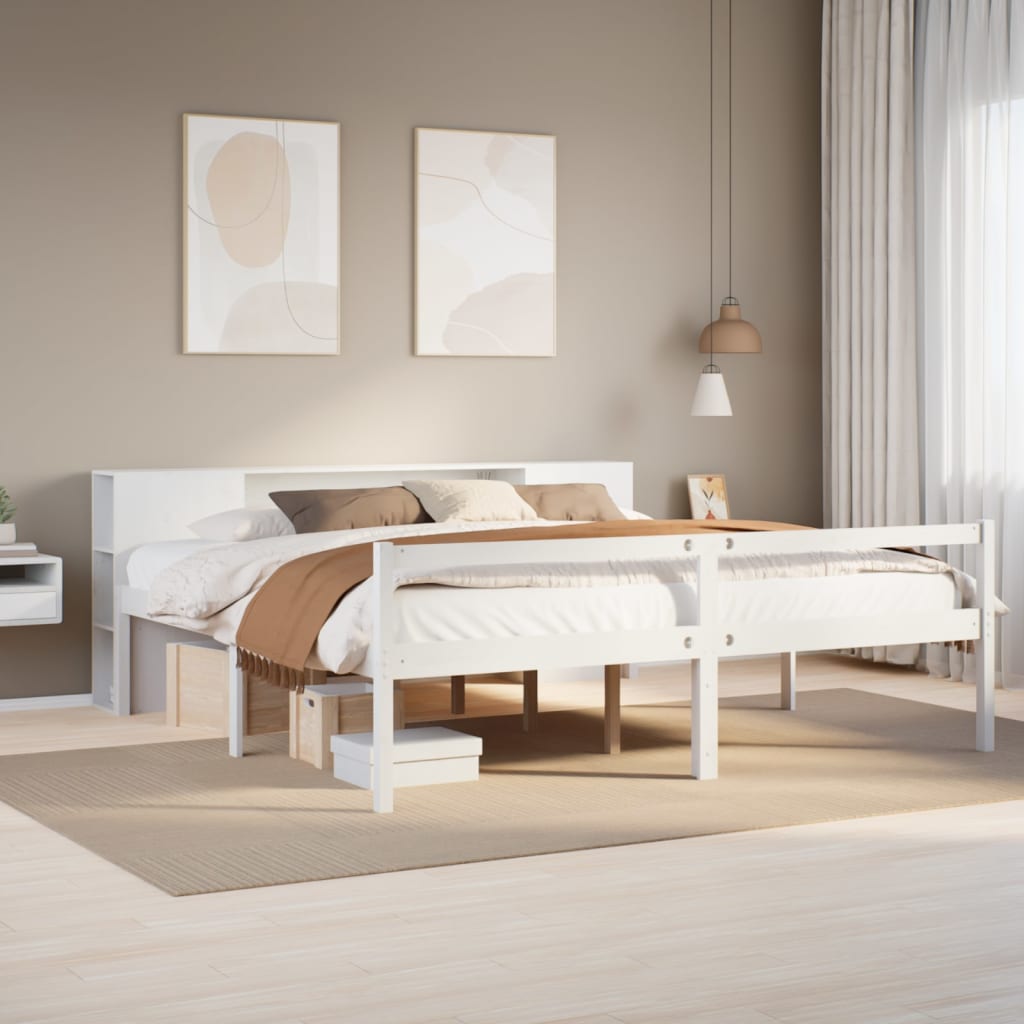vidaXL Letto Libreria senza Materasso Bianco 200x200 cm Legno di Pino