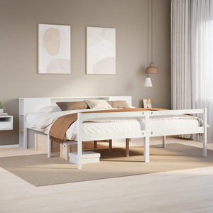 vidaXL Letto Libreria senza Materasso Bianco 200x200 cm Legno di Pino