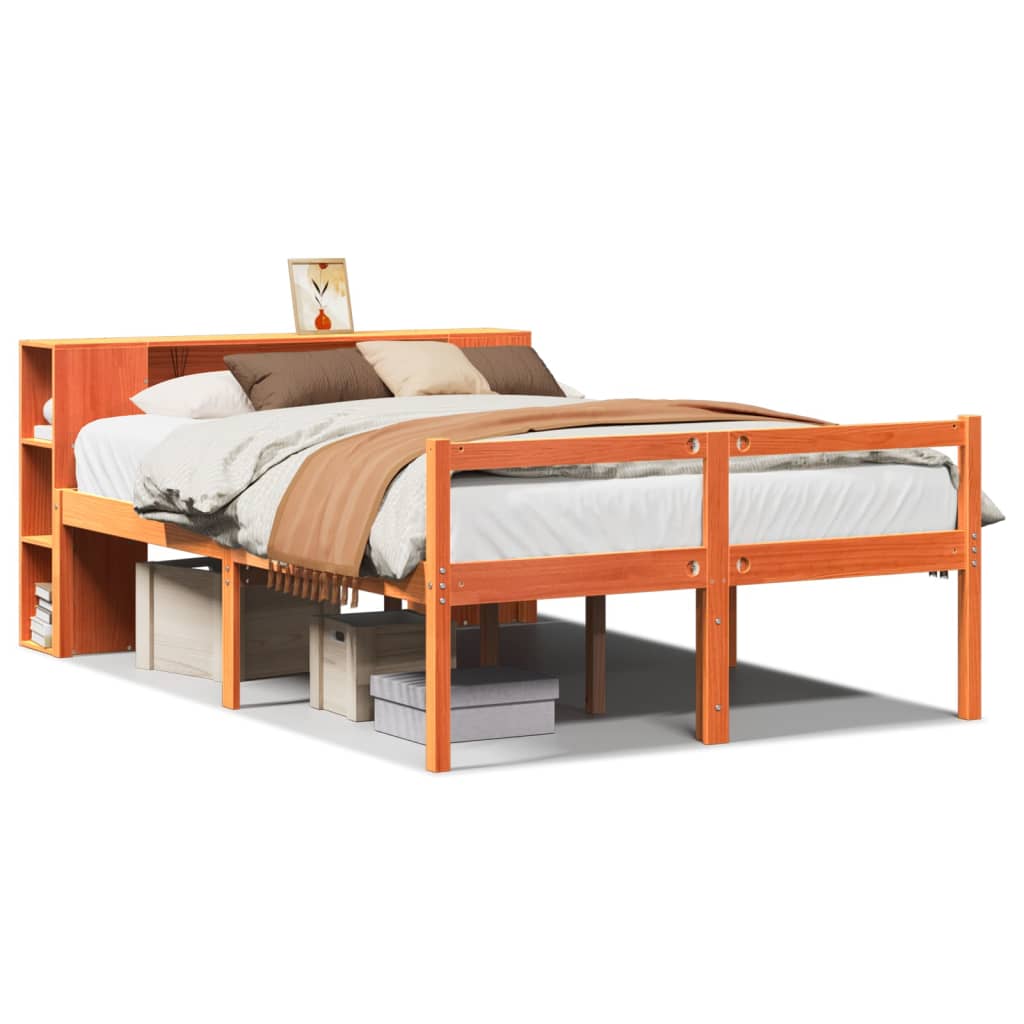 Letto Libreria senza Materasso Marrone Cera 140x190 cm Legno 3321981