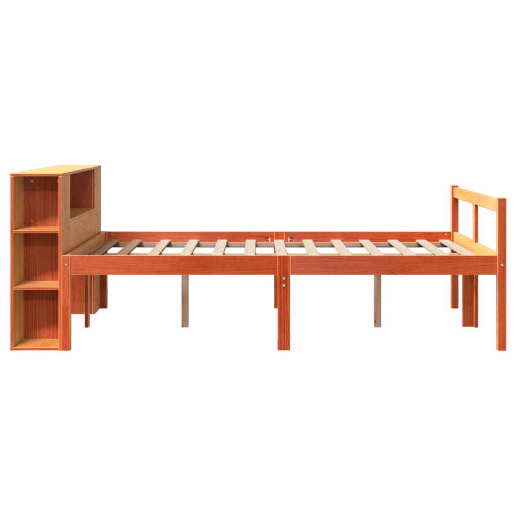 vidaXL Letto Libreria senza Materasso Marrone Cera 150x200 cm Legno