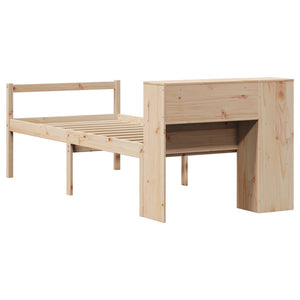 vidaXL Giroletto con Libreria senza Materasso 75x190 cm in Legno Pino