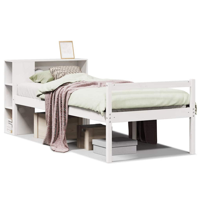 Letto Libreria senza Materasso Bianca 90x200 cm Legno di Pino 3321993