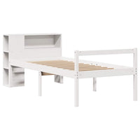 Letto Libreria senza Materasso-Struttura Letto con contenitore Bianca 90x200 cm Legno di Pino 364391