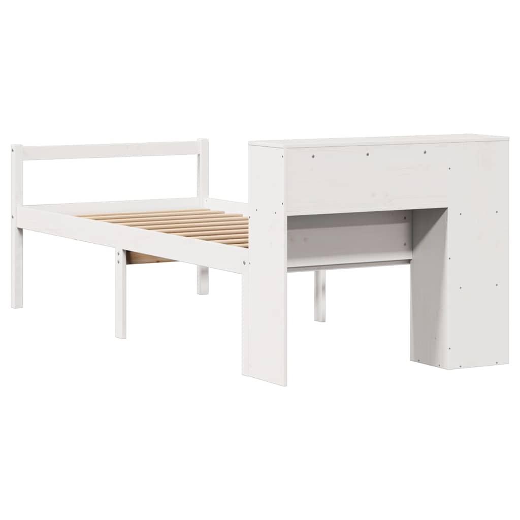 Letto Libreria senza Materasso Bianca 90x200 cm Legno di Pino 3321993