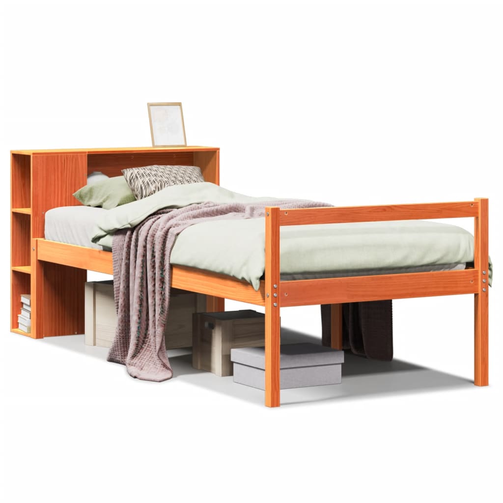 vidaXL Letto Libreria senza Materasso Marrone Cera 75x190 cm Legno